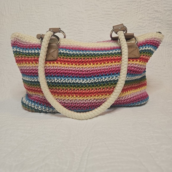 croft & barrow Handbags - Croft Barrow Rainbow Crochet Bag Shoulder Boho Beach Summer Fiesta